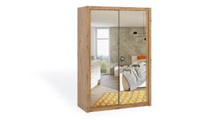 Šatní skříň se zrcadlem BOKO 150, dub artisan